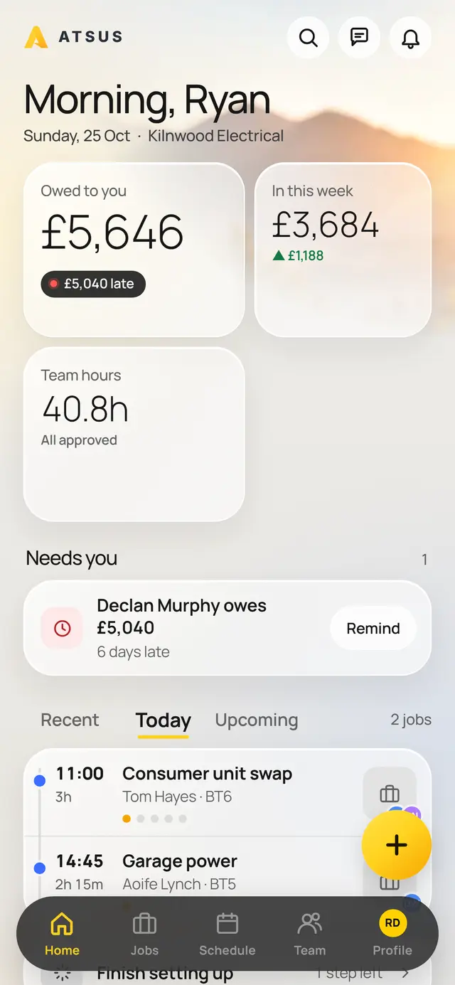 Home in Atsus: who owes you, the week so far and today's jobs